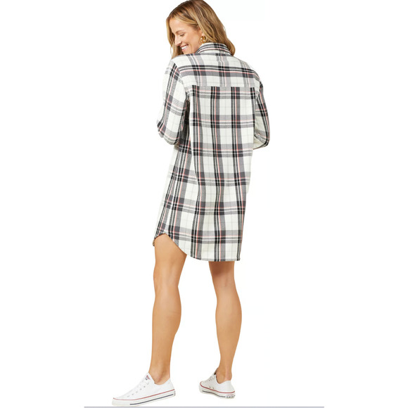 Outerknown BLANKET Cotton Flannel Shirt Dress in Blue Box Plaid Size XS NWT $168 - Picture 3 of 8